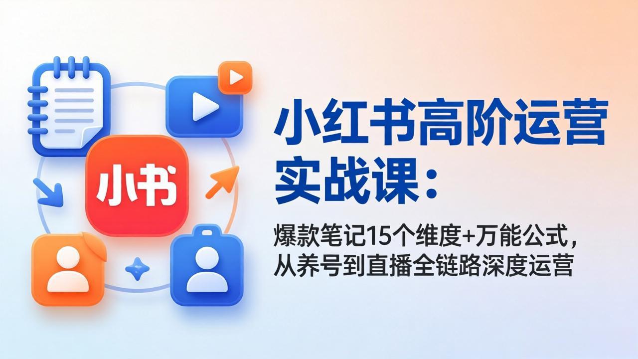 小红书高阶运营实战课：爆款笔记15个维度+万能公式，从养号到直播全链路深度运营-轻创星球网