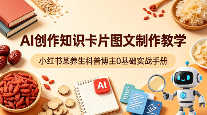 AI创作知识卡片图文制作教学，小红书某养生科普博主0基础实战手册-轻创星球网