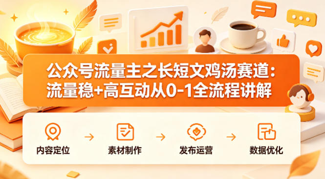 公众号流量主之长短文鸡汤赛道，流量稳+高互动，从0-1全流程讲解-轻创星球网