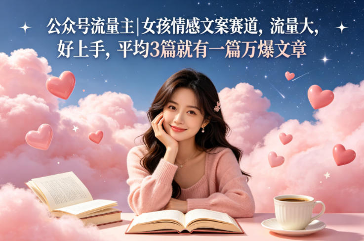 公众号流量主女孩情感文案赛道，流量大，好上手，平均3篇就有一篇万爆文章-轻创星球网
