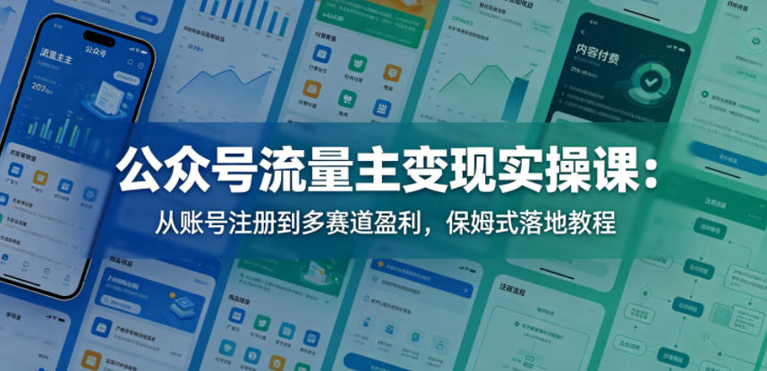 公众号流量主变现实操课：从账号注册到多赛道盈利，保姆式落地教程-轻创星球网