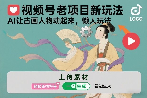 视频号老项目新玩法,AI让古画人物动起来,懒人玩法,附详细教程-轻创星球网