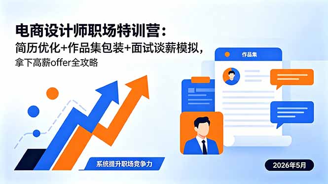 电商设计师职场特训营：简历优化+作品集包装+面试谈薪模拟，拿下高薪offer全攻略-轻创星球网