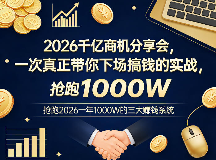 2026千亿商机分享会，一次真正带你下场搞钱的实战，抢跑2026一年1000W的三大賺钱系统-轻创星球网