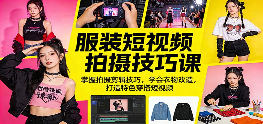 服装短视频拍摄技巧课：掌握拍摄剪辑技巧，学会衣物改造，打造特色穿搭短视频-轻创星球网