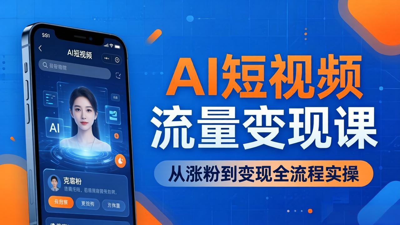 AI短视频流量变现课：一部手机玩转数字人克隆+爆款制作，从涨粉到变现全流程实操-轻创星球网