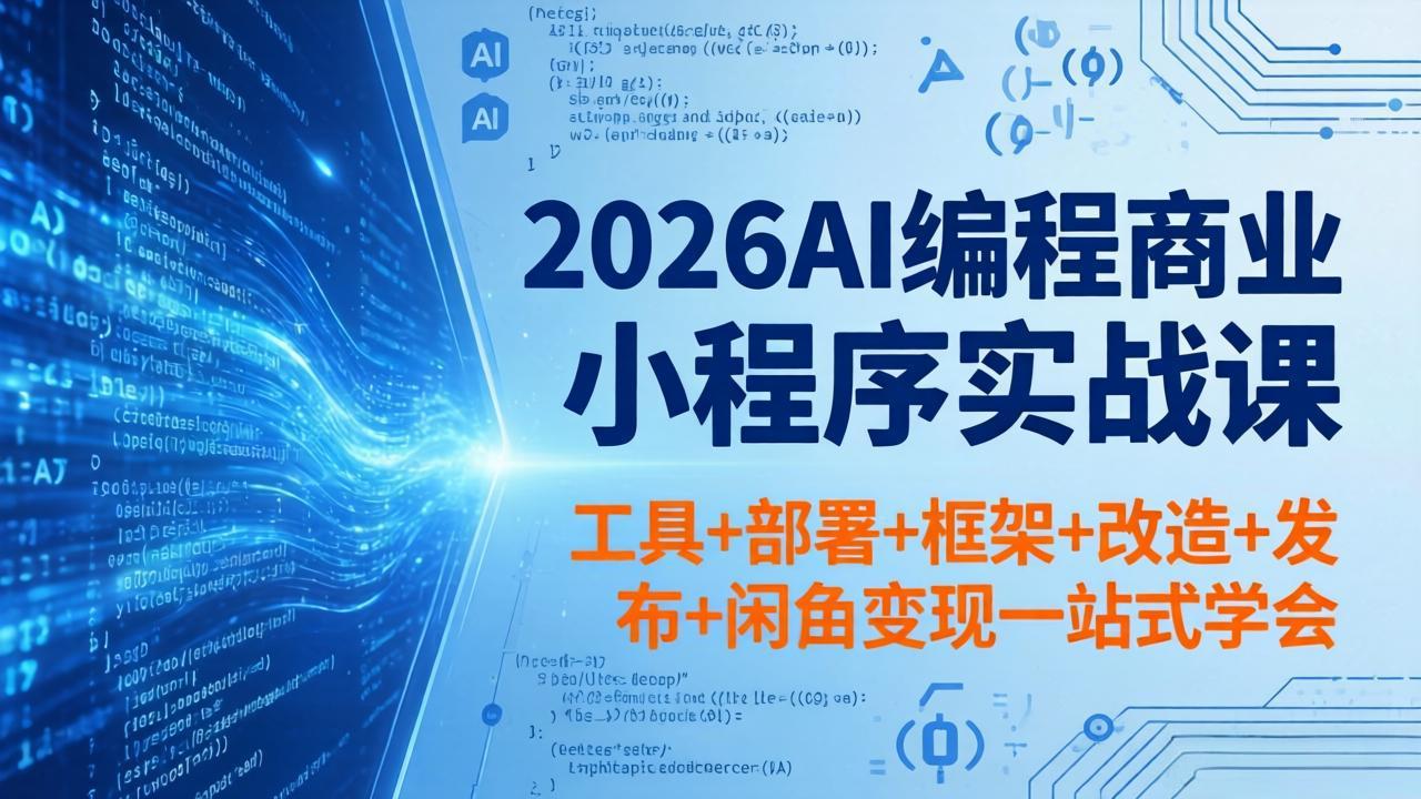 2026AI编程商业小程序实战课，工具+部署+框架+改造+发布+闲鱼变现一站式学会-轻创星球网