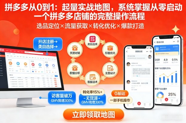 拼多多从0到1：起量实战地图，系统掌握从零启动一个拼多多店铺的完整操作流程-轻创星球网
