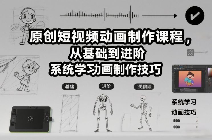 原创短视频动画制作课程，从基础到进阶，系统学习动画制作技巧-轻创星球网