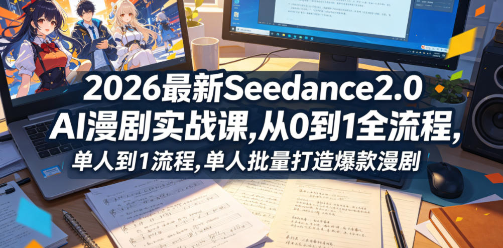 2026最新Seedance2.0 AI漫剧实战课,，从0到1全流程，单人批量打造爆款漫剧-轻创星球网