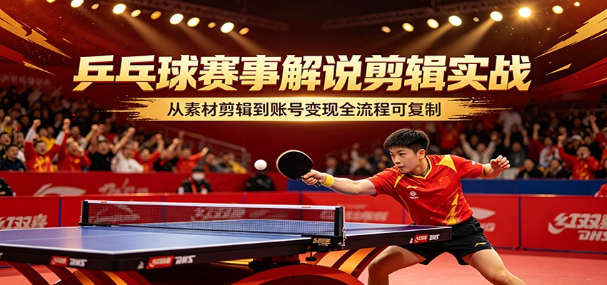 乒乓球赛事解说剪辑实战，从素材剪辑到账号变现全流程可复制-轻创星球网