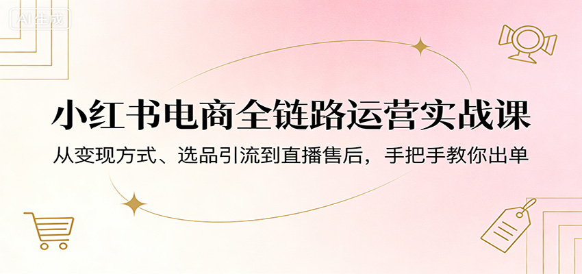 小红书电商全链路运营实战课：从变现方式、选品引流到直播售后，手把手教你出单-轻创星球网