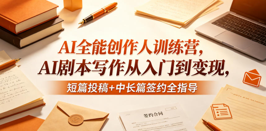 AI全能创作人训练营，AI剧本写作从入门到变现，短篇投稿+中长篇签约全指导-轻创星球网