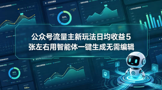 公众号流量主新玩法日均收益5张左右用智能体一键生成无需编辑-轻创星球网