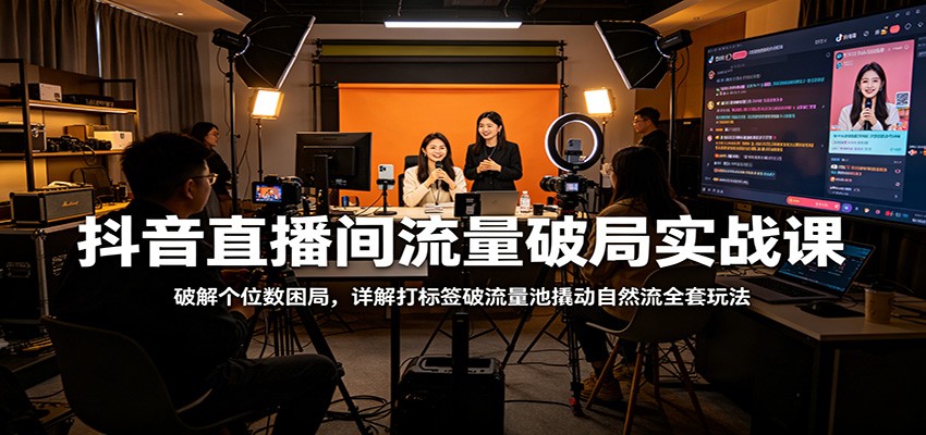 抖音直播间流量破局实战课：破解个位数困局，详解打标签破流量池撬动自然流全套玩法-轻创星球网