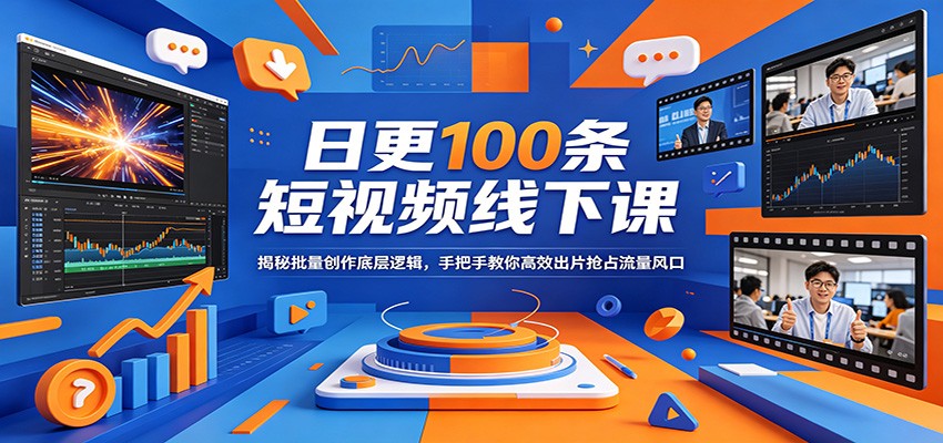 日更100条短视频线下课：揭秘批量创作底层逻辑，手把手教你高效出片抢占流量风口-轻创星球网