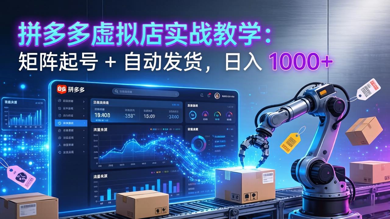 拼多多虚拟店实战教学：矩阵起号 + 自动发货，日入 1000+-轻创星球网