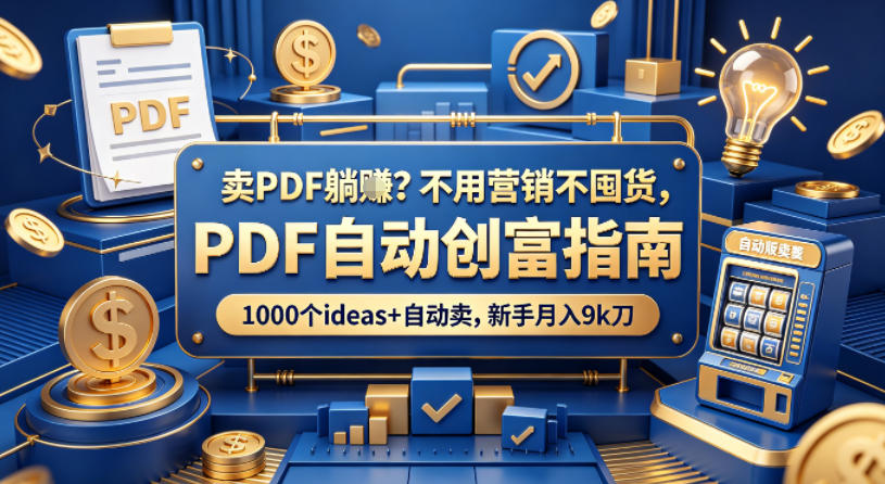 卖PDF躺賺？不用营销不囤货，PDF自动创富指南，1000个ideas+自动卖，新手月入9k刀【原创双语字幕】-轻创星球网
