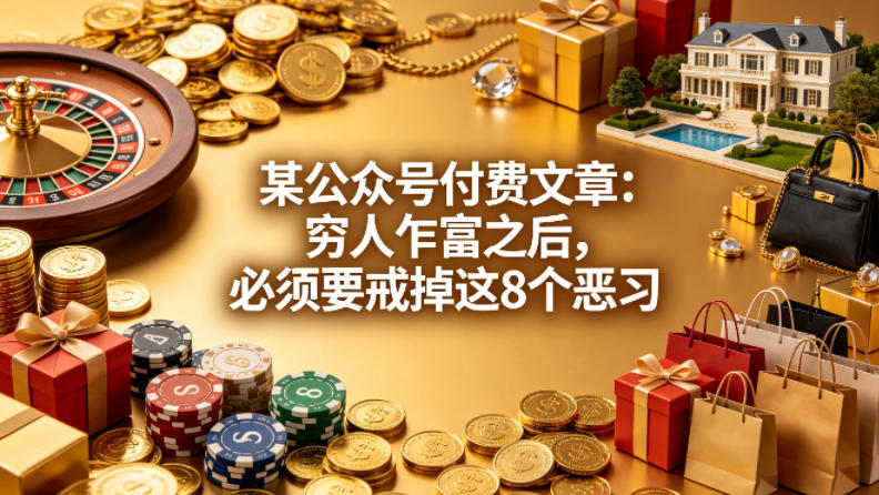 某公众号付费文章：穷人乍富之后，必须要戒掉这8个恶习-轻创星球网