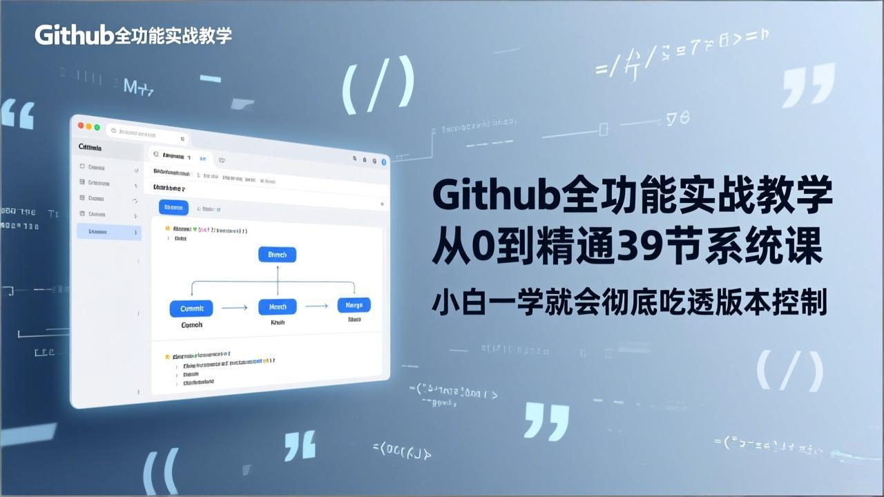GitHub-全功能实战教学，从0到精通39节系统课，小白一学就会彻底吃透版本控制-轻创星球网