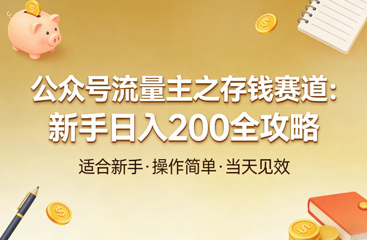 公众号流量主之存钱赛道，贴合当下需求，适合新手，一天收益2张-轻创星球网