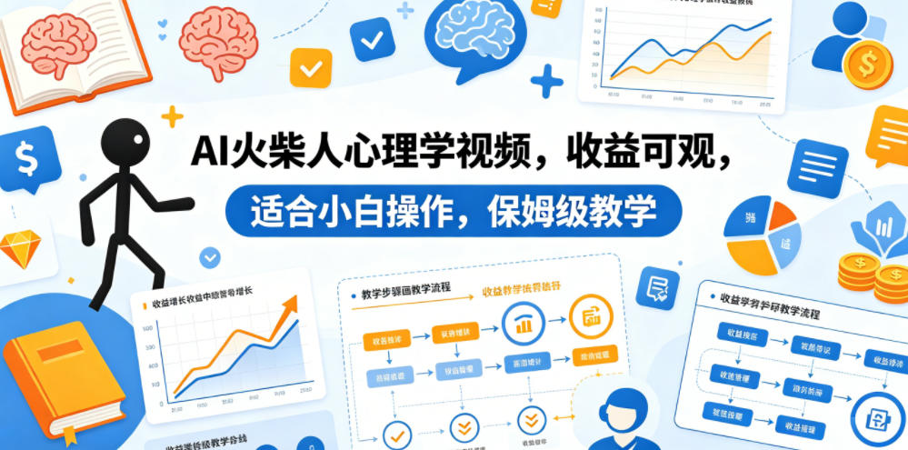 AI火柴人心理学视频，收益可观，适合小白操作，保姆级教学-轻创星球网