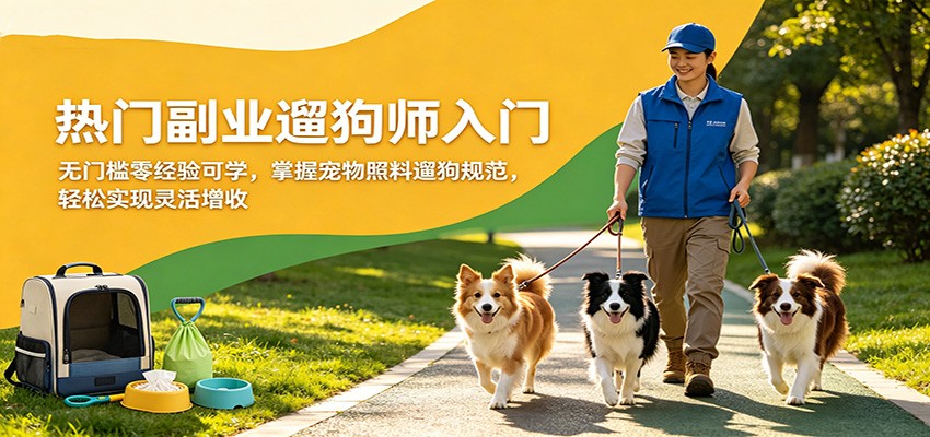 热门副业遛狗师入门，无门槛零经验可学，掌握宠物照料遛狗规范，轻松实现灵活增收-轻创星球网