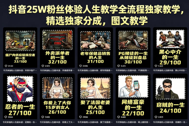 抖音25W粉丝体验人生教学全流程独家教学，精选独家分成，图文教学-轻创星球网