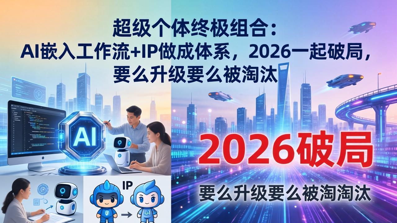 超级个体终极组合：AI嵌入工作流+IP做成体系，2026一起破局，要么升级要么被淘汰-轻创星球网