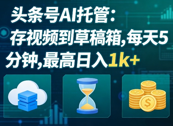 头条号AI托管，我存视频到你草稿箱，每天5分钟，最高日入1k+【揭秘】-轻创星球网