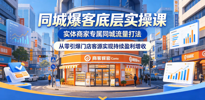 同城爆客底层实操课,实体商家专属同城流量打法,从零引爆门店客源实现持续盈利增收-轻创星球网