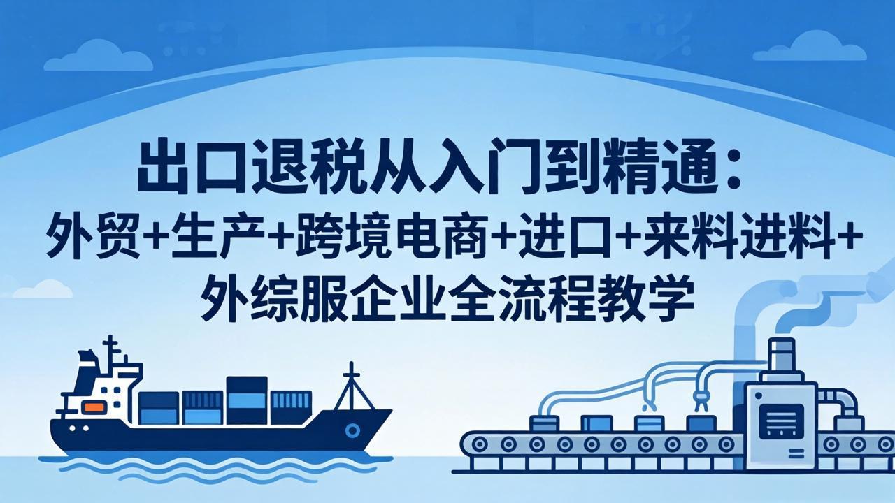 出口退税从入门到精通：外贸+生产+跨境电商+进口+来料进料+外综服企业全流程教学-轻创星球网
