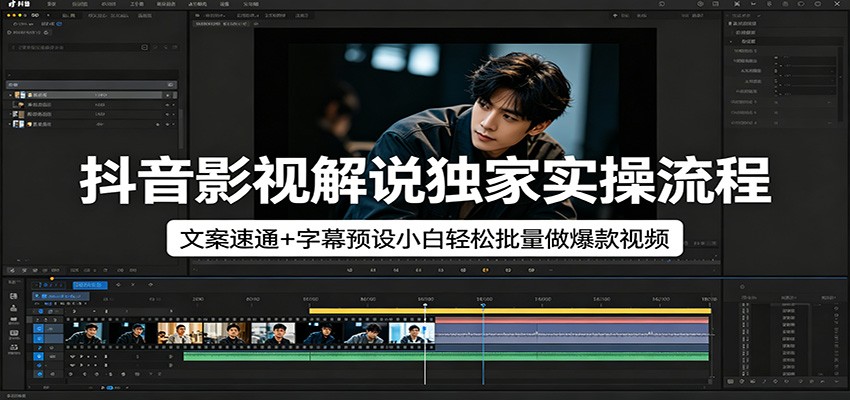 抖音影视解说独家实操流程，文案速通+字幕预设小白轻松批量做爆款视频-轻创星球网