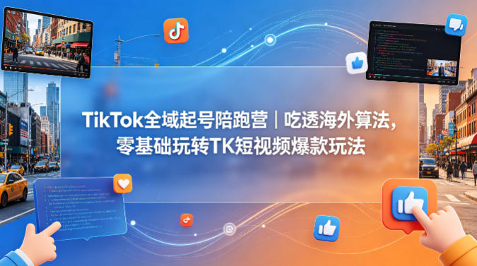TikTok全域起号陪跑营｜吃透海外算法，零基础玩转TK短视频爆款玩法-轻创星球网