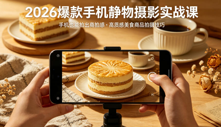 2026爆款手机静物摄影实战课，手机也能拍出商拍感，学会拍出高质感美食商品-轻创星球网