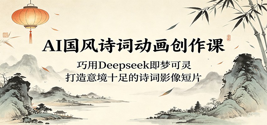 AI国风诗词动画创作课：巧用Deepseek即梦可灵，打造意境十足的诗词影像短片-轻创星球网