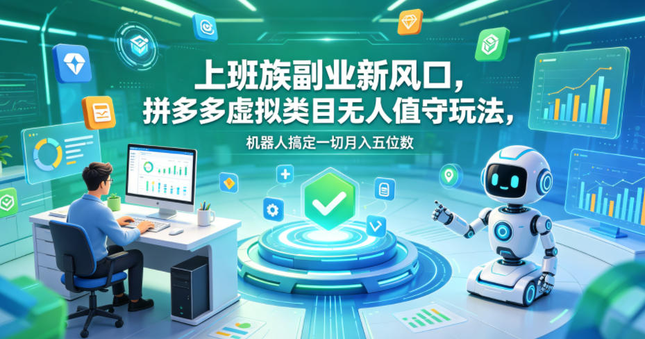 上班族副业新风口，拼多多虚拟类目无人值守玩法，机器人搞定一切月入五位数【揭秘】-轻创星球网