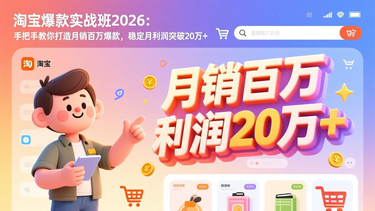 淘宝爆款实战班-2026年3月更新：手把手教你打造月销百万爆款，稳定月利润突破20万+-轻创星球网