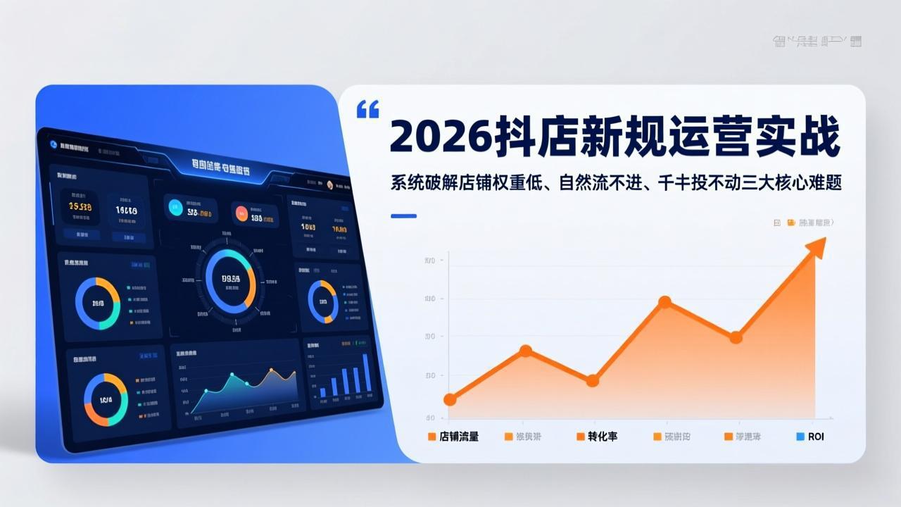 2026抖店新规运营实战：系统破解店铺权重低、自然流不进、千川投不动三大核心难题-轻创星球网