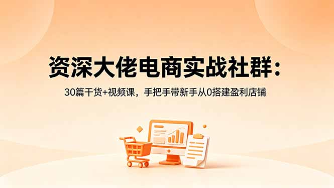 资深大佬电商实战社群：30篇干货+视频课，手把手带新手从0搭建盈利店铺-轻创星球网