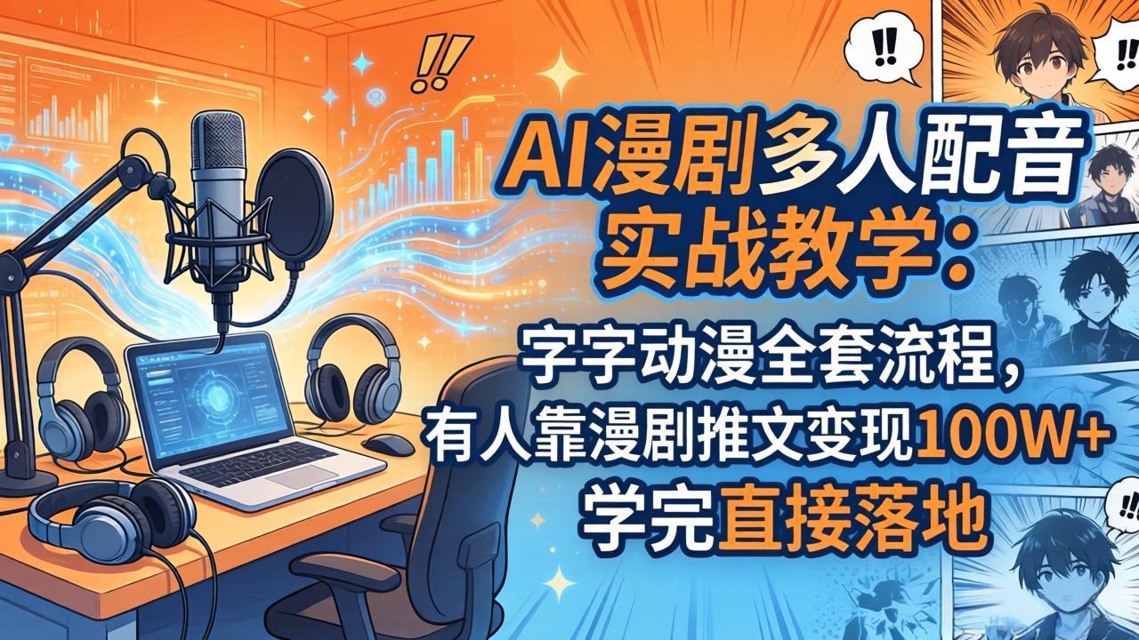 AI漫剧多人配音实战教学：字字动漫全套流程，有人靠漫剧推文变现100W+，学完直接落地-轻创星球网
