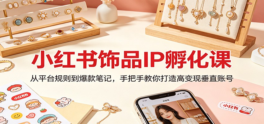 小红书饰品IP孵化课：从平台规则到爆款笔记，手把手教你打造高变现垂直账号-轻创星球网