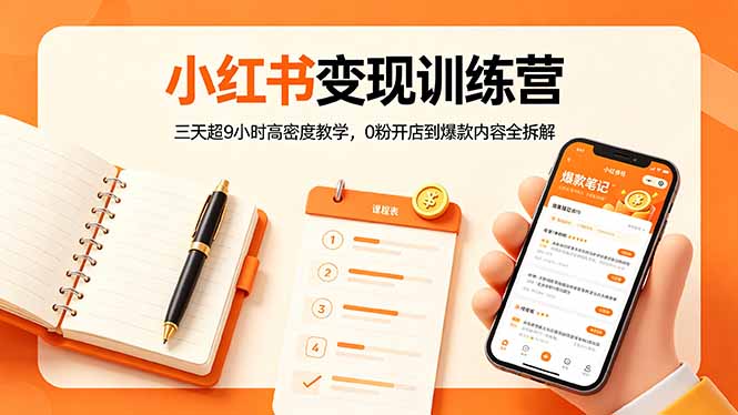 小红书变现训练营：三天超9小时高密度教学，0粉开店到爆款内容全拆解-轻创星球网