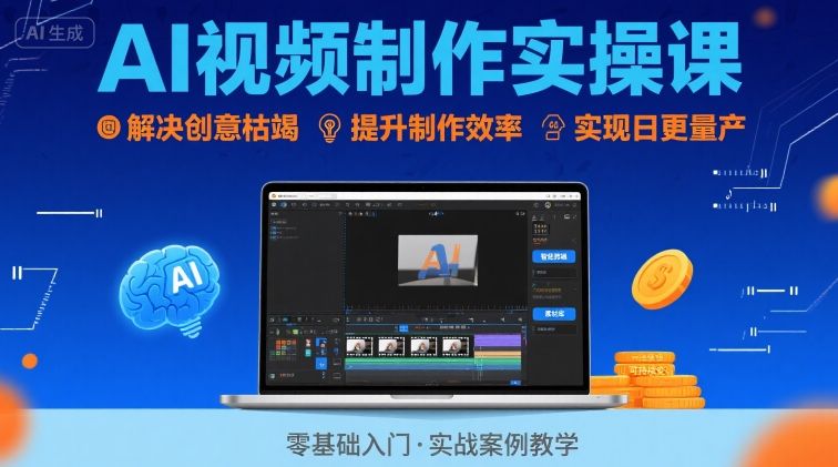 Ai视频制作实操课，解决创意枯竭、效率低下痛点，实现日更量产可持续变现(更新26年3月)-轻创星球网