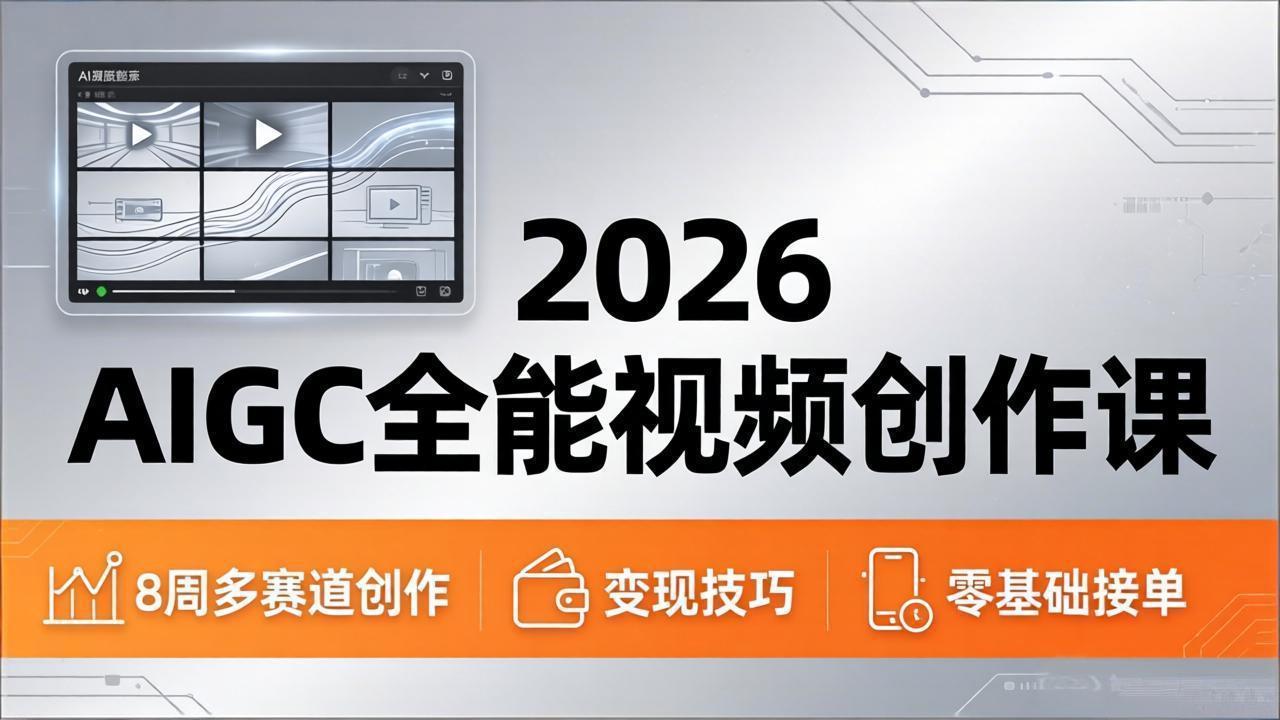 2026AIGC全能视频创作课，8周吃透多赛道创作+变现，零基础也能高效出片接单-轻创星球网