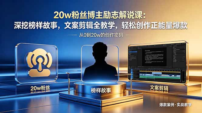 20w粉丝博主励志解说课：深挖榜样故事，文案剪辑全教学，轻松创作正能量爆款-轻创星球网