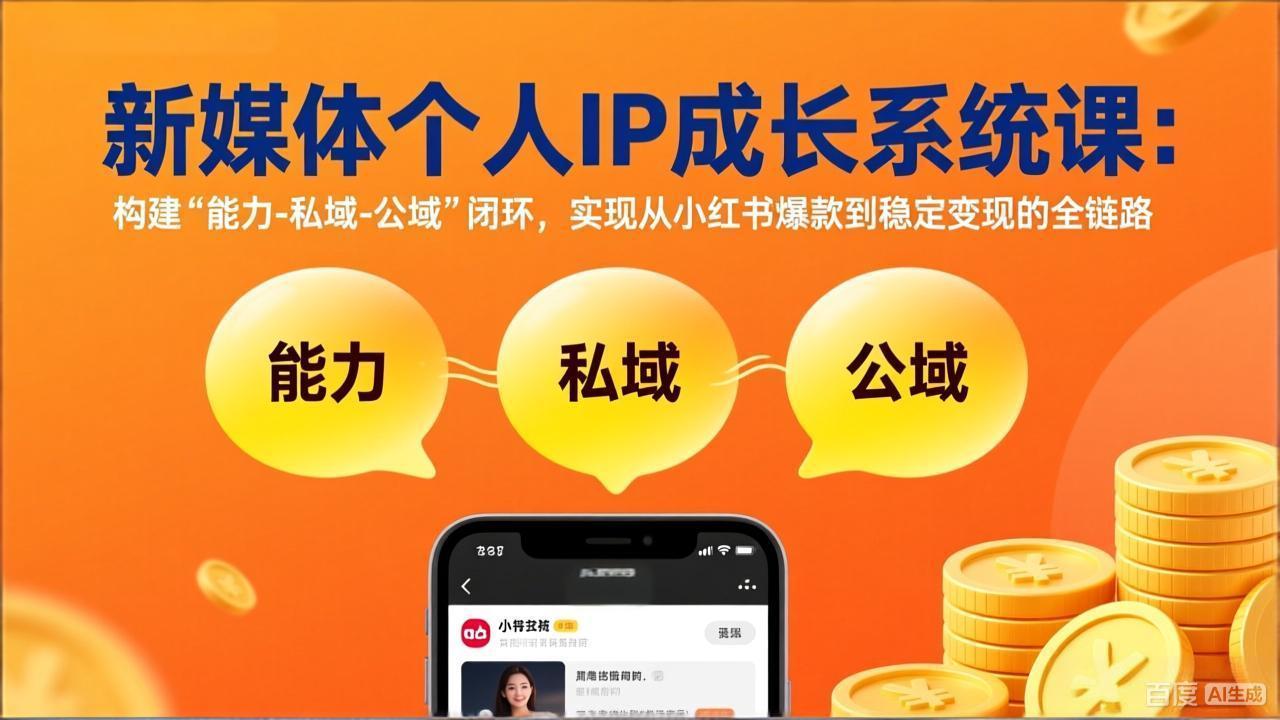 新媒体个人IP成长系统课-更新：构建“能力-私域-公域”闭环，实现从小红书爆款到稳定变现-轻创星球网