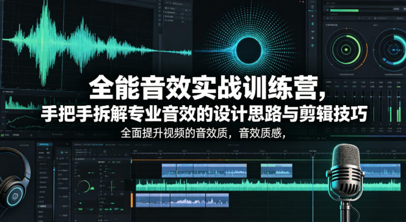 全能音效实战训练营，手把手拆解专业音效的设计思路与剪辑技巧，全面提升视频的音效质感-轻创星球网