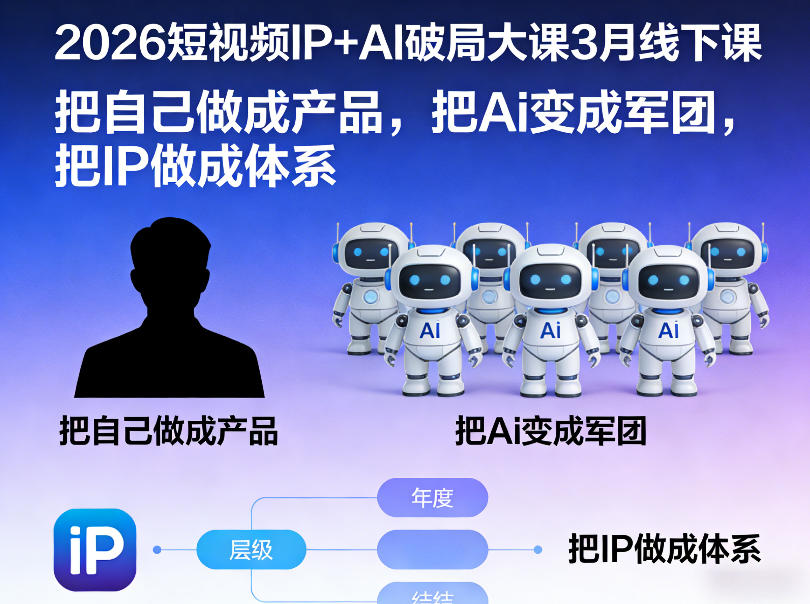 2026短视频IP+AI破局大课3月线下课，把自己做成产品，把Ai变成军团，把IP做成体系-轻创星球网
