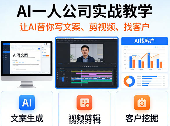 AI一人公司实战教学，让AI替你写文案、剪视频、找客户-轻创星球网